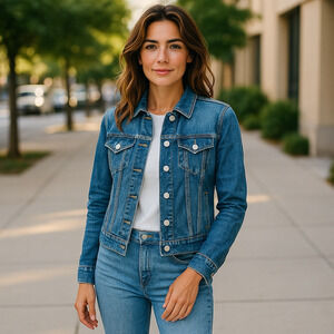 Gap Denim Jacket Womens XS Blue Jean Fitted Button Up Pockets Chore Y2K 80's‎